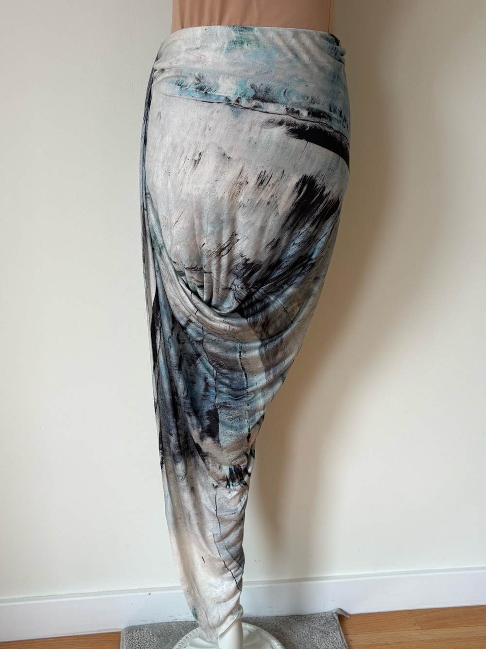 Helmut Lang Tidal Print Asymmetrical Multicolor Maxi Jersey Skirt EUC Size Small - Picture 5 of 12